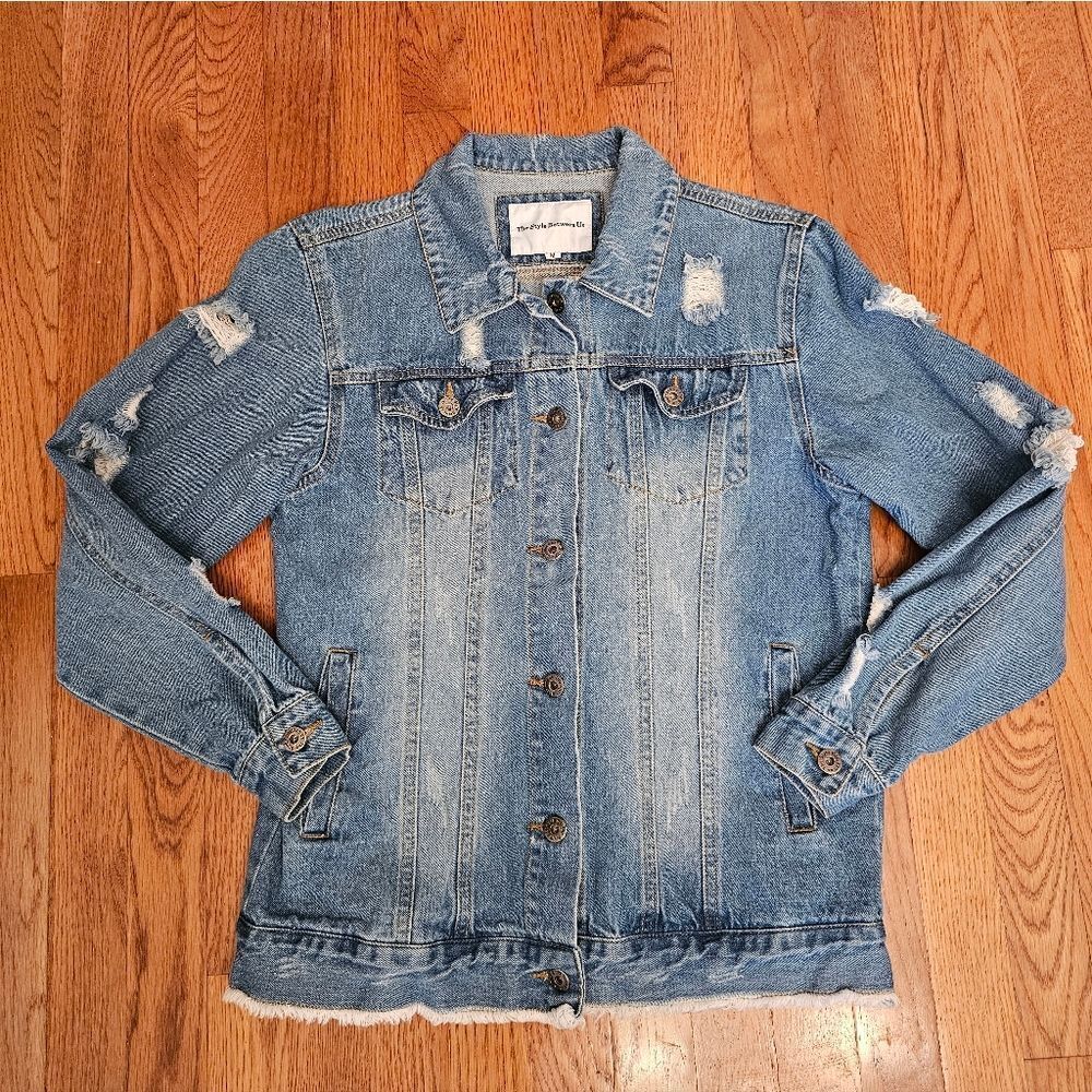 Distressed Denim Jacket Graffiti Art Back Paint Splatter Streetwear Medium